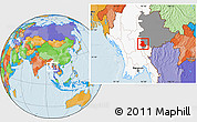 Political Location Map of Pinlaung, highlighted country, highlighted parent region