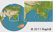 Satellite Location Map of Pinlaung, within the entire country