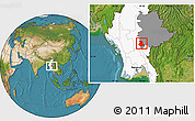 Satellite Location Map of Pinlaung, highlighted country, highlighted parent region