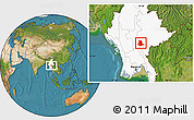 Satellite Location Map of Pinlaung, highlighted country