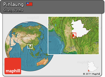 Satellite Location Map of Pinlaung, highlighted parent region