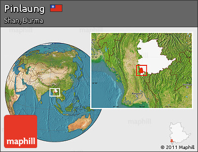 Satellite Location Map of Pinlaung, highlighted parent region