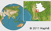 Satellite Location Map of Pinlaung, highlighted parent region