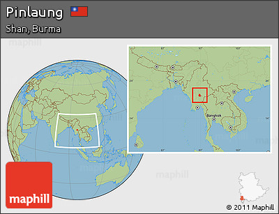Savanna Style Location Map of Pinlaung, within the entire country