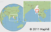 Savanna Style Location Map of Pinlaung, highlighted country, within the entire country