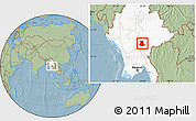 Savanna Style Location Map of Pinlaung, highlighted country, hill shading