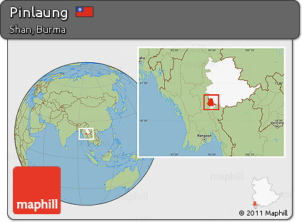Savanna Style Location Map of Pinlaung, highlighted parent region