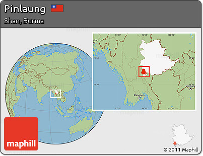 Savanna Style Location Map of Pinlaung, highlighted parent region