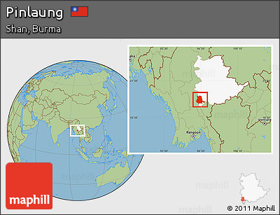 Savanna Style Location Map of Pinlaung, highlighted parent region