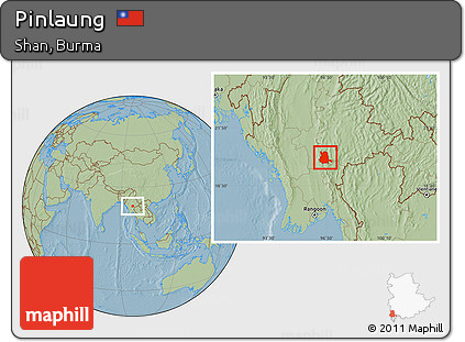 Savanna Style Location Map of Pinlaung, hill shading