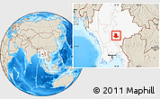 Shaded Relief Location Map of Pinlaung, highlighted country