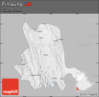 Gray Map of Pinlaung, single color outside
