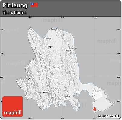 Gray Map of Pinlaung, single color outside