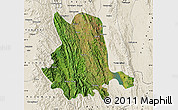 Satellite Map of Pinlaung, shaded relief outside