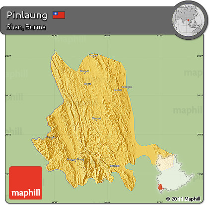 Savanna Style Map of Pinlaung, single color outside