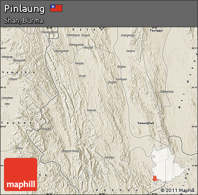 Shaded Relief Map of Pinlaung