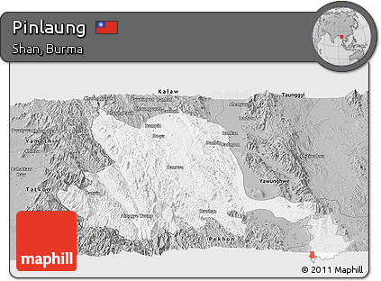 Gray Panoramic Map of Pinlaung