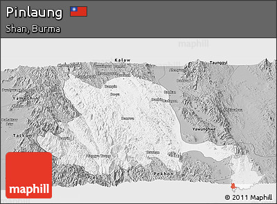 Gray Panoramic Map of Pinlaung
