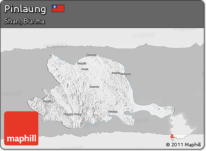 Gray Panoramic Map of Pinlaung, single color outside