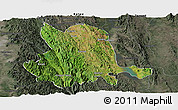 Satellite Panoramic Map of Pinlaung, darken, semi-desaturated
