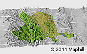 Satellite Panoramic Map of Pinlaung, lighten, desaturated