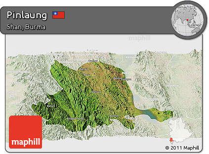 Satellite Panoramic Map of Pinlaung, lighten