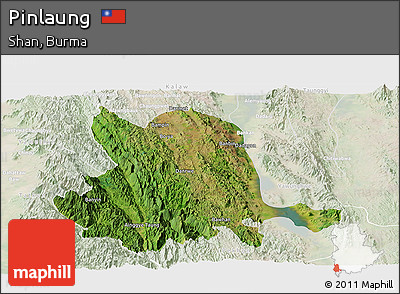 Satellite Panoramic Map of Pinlaung, lighten