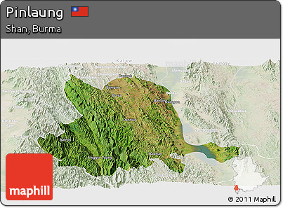 Satellite Panoramic Map of Pinlaung, lighten
