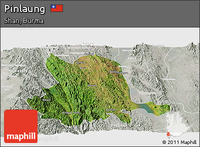 Satellite Panoramic Map of Pinlaung, lighten, semi-desaturated