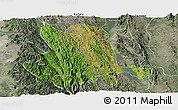 Satellite Panoramic Map of Pinlaung, semi-desaturated