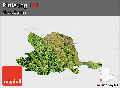Satellite Panoramic Map of Pinlaung, single color outside