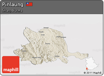 Shaded Relief Panoramic Map of Pinlaung, cropped outside