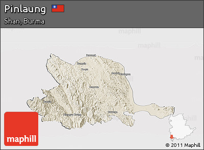 Shaded Relief Panoramic Map of Pinlaung, cropped outside