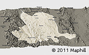 Shaded Relief Panoramic Map of Pinlaung, darken