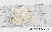 Shaded Relief Panoramic Map of Pinlaung, desaturated