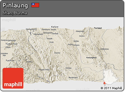 Shaded Relief Panoramic Map of Pinlaung