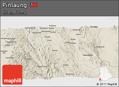 Shaded Relief Panoramic Map of Pinlaung