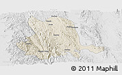 Shaded Relief Panoramic Map of Pinlaung, lighten, desaturated