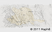 Shaded Relief Panoramic Map of Pinlaung, lighten, semi-desaturated