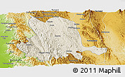 Shaded Relief Panoramic Map of Pinlaung, physical outside