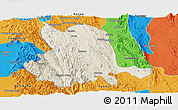 Shaded Relief Panoramic Map of Pinlaung, political outside