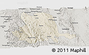 Shaded Relief Panoramic Map of Pinlaung, semi-desaturated