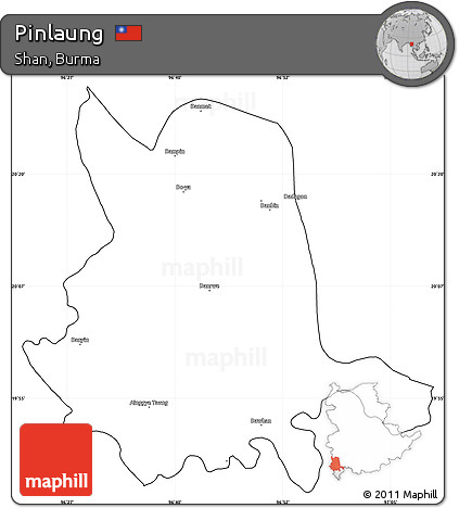 Blank Simple Map of Pinlaung, cropped outside