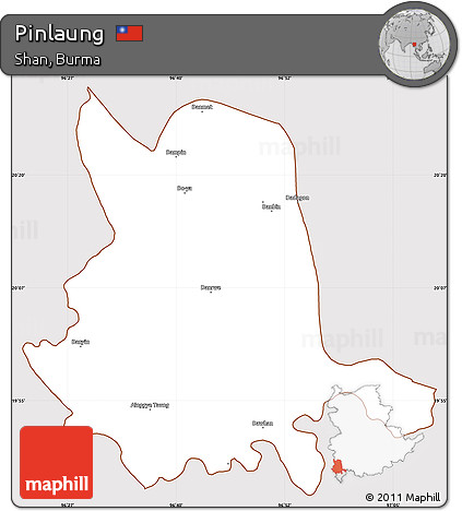Classic Style Simple Map of Pinlaung, cropped outside