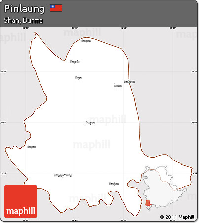 Classic Style Simple Map of Pinlaung, cropped outside