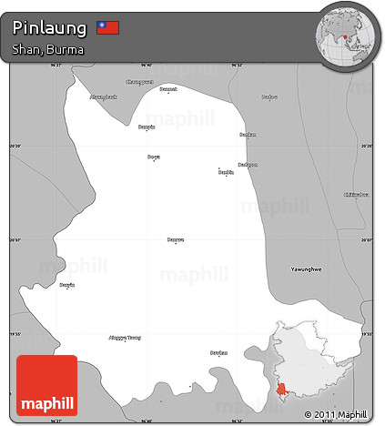 Gray Simple Map of Pinlaung