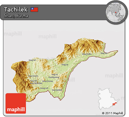 Physical 3D Map of Tachilek, cropped outside