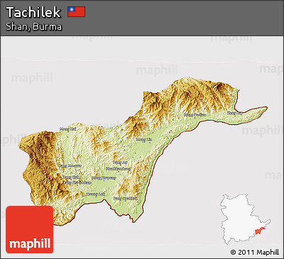Physical 3D Map of Tachilek, cropped outside