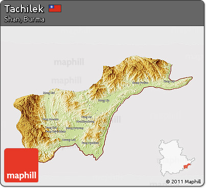 Physical 3D Map of Tachilek, cropped outside