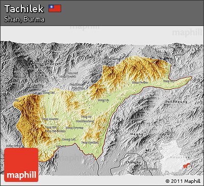 Physical 3D Map of Tachilek, desaturated